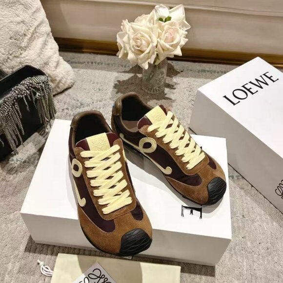 Loewe Flow Runner Sneakers β Deep Brown with Cream Logo, Brand New! - Picture 1 of 8